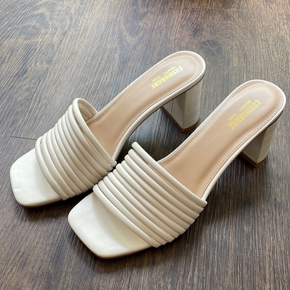Cushionaire White Chunky Heel Sandals